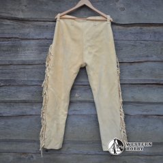 Traperské kožené kalhoty s třásněmi