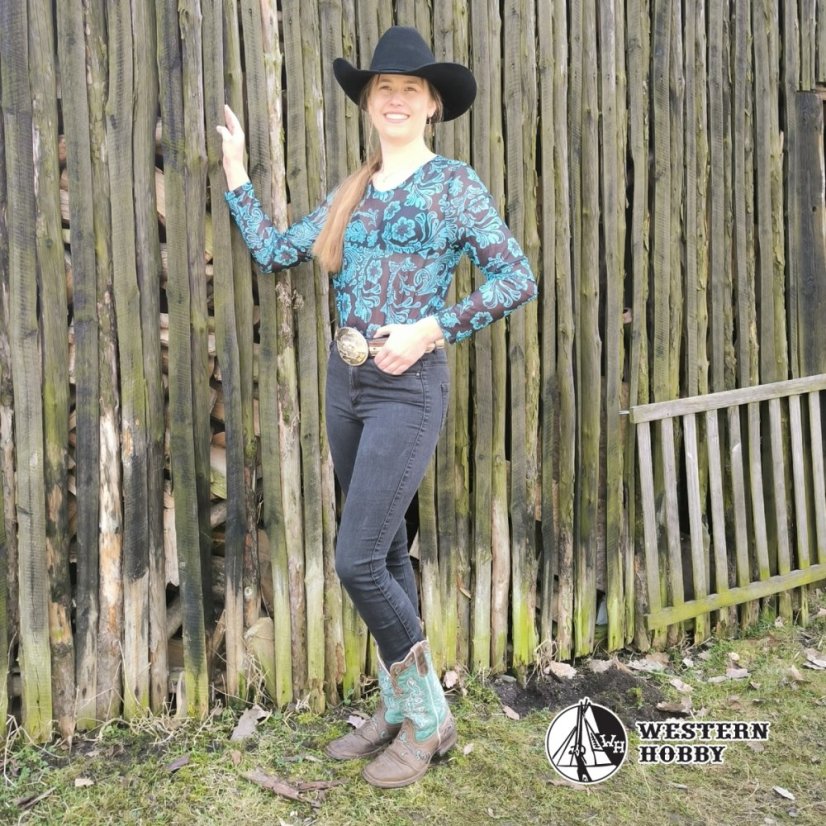 Dámský mesh top „Tooled in Turquoise“