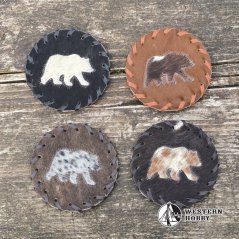 Kožený podtácek - medvěd