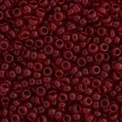 Korálky červené transparentní - rokajl 50g