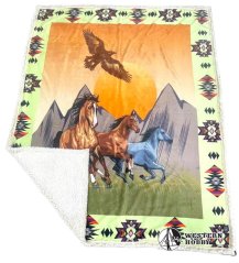 Indiánská deka s motivem koní