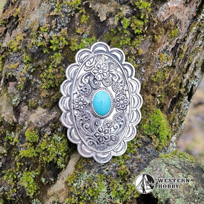 Westernová spona na šátek s tyrkysem