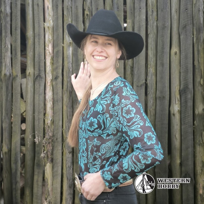 Dámský mesh top „Tooled in Turquoise“